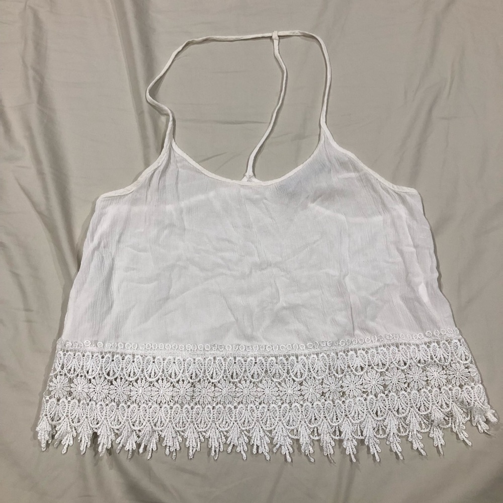 White crochet halter top